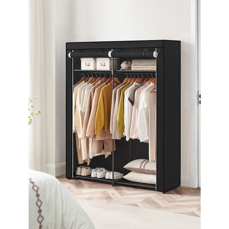 Wardrobe Closet Portable Fabric Cover - Armadio nero, armadio portatile per la