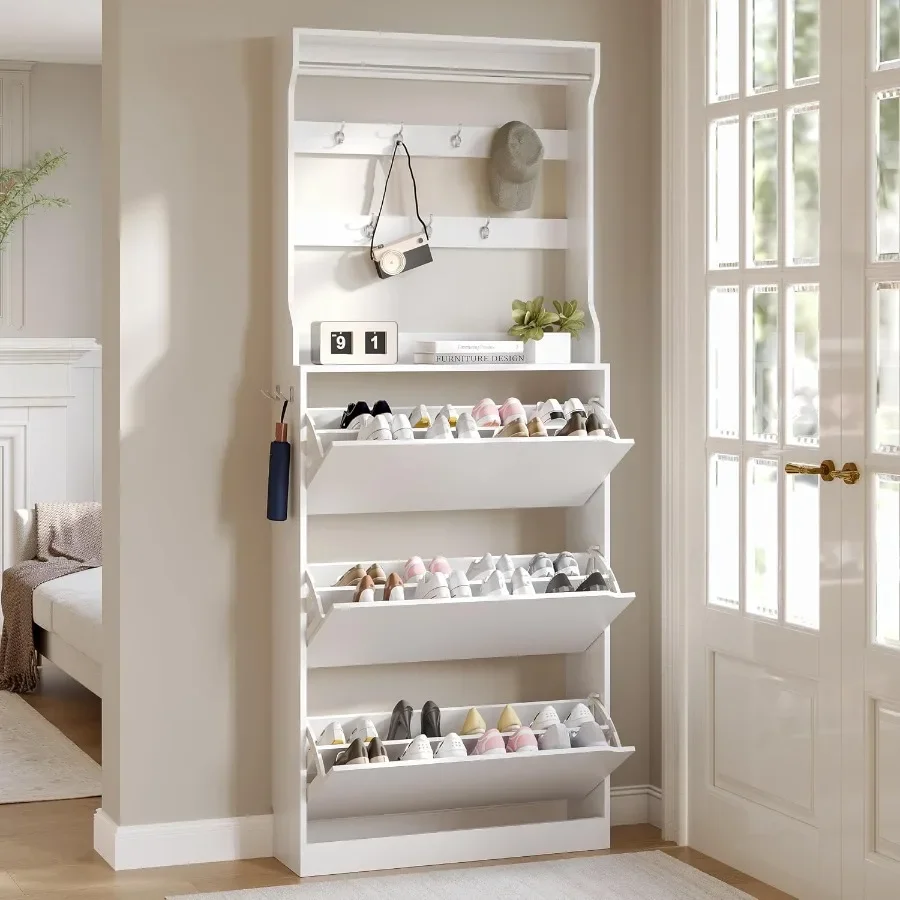 Storage - Scarpiera alta con appendiabiti per l’ingresso,