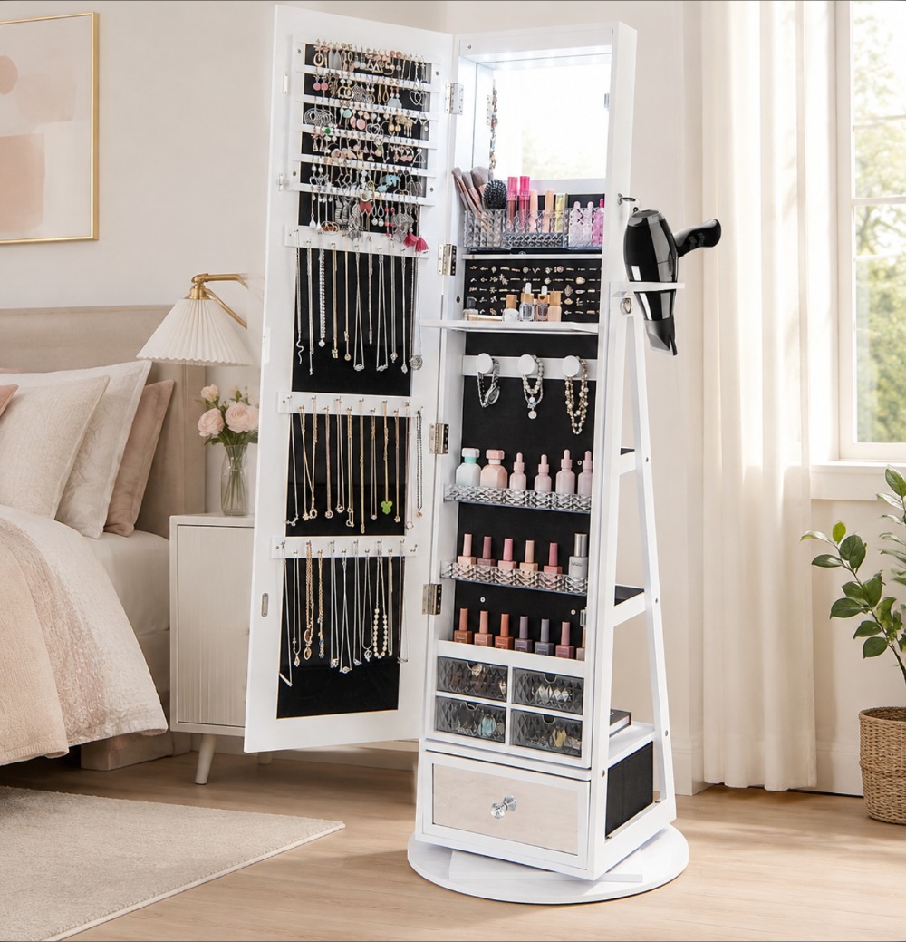 360 °   Armadio Portagioie Gir - Full Length Mirror Jewelry Armoire recensione e prezzo