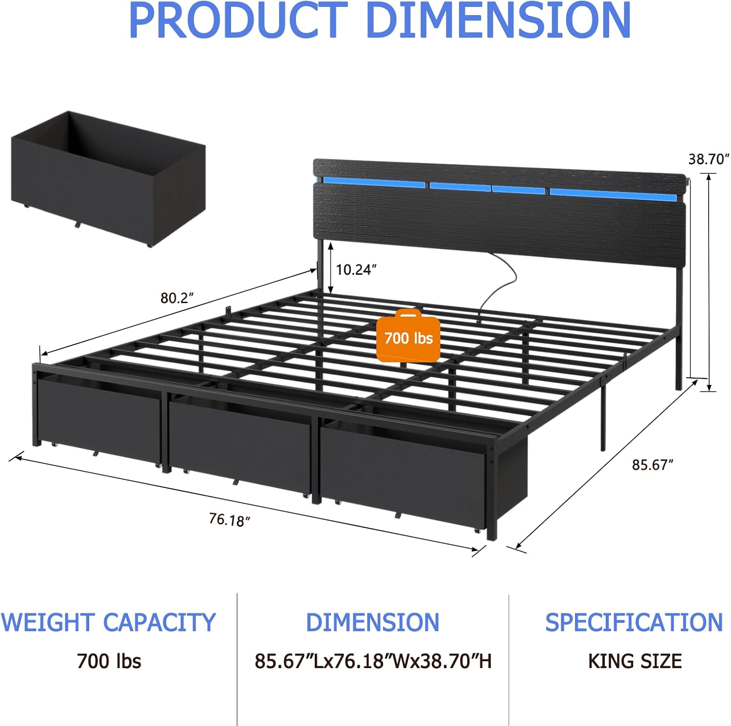 Telaio per letto matrimoniale  - King Size Bed Frame With Storage Drawers recensione e prezzo