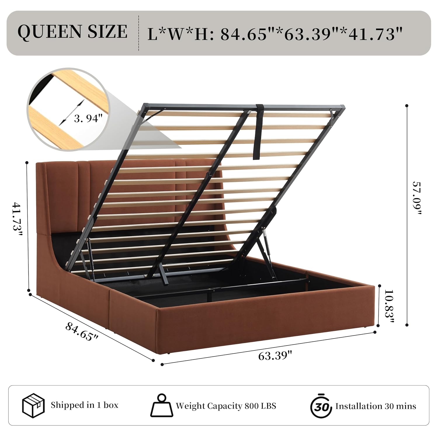 Letto Queen Size con Contenito - Gas Lift Storage Bed Hydraulic recensione e prezzo