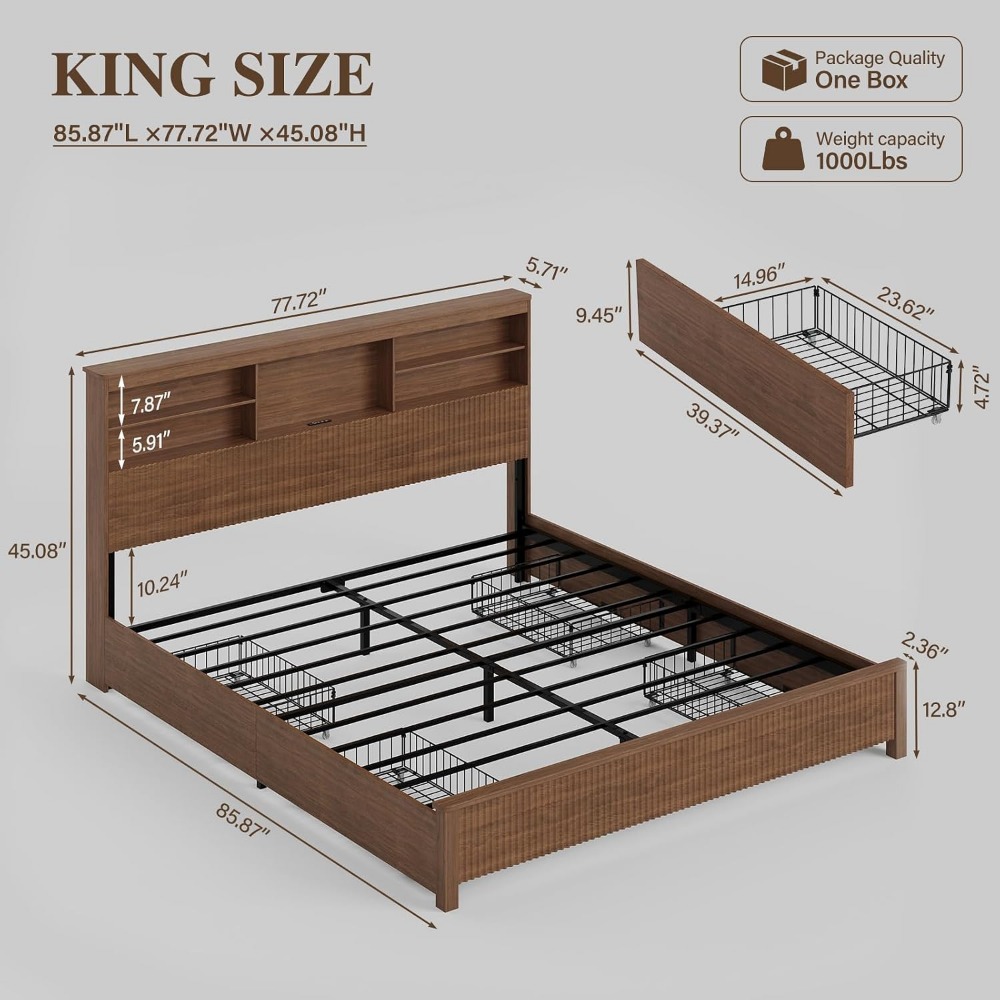 Struttura per letto matrimonia - King Size Bed Frame With Storage Drawers recensione e prezzo