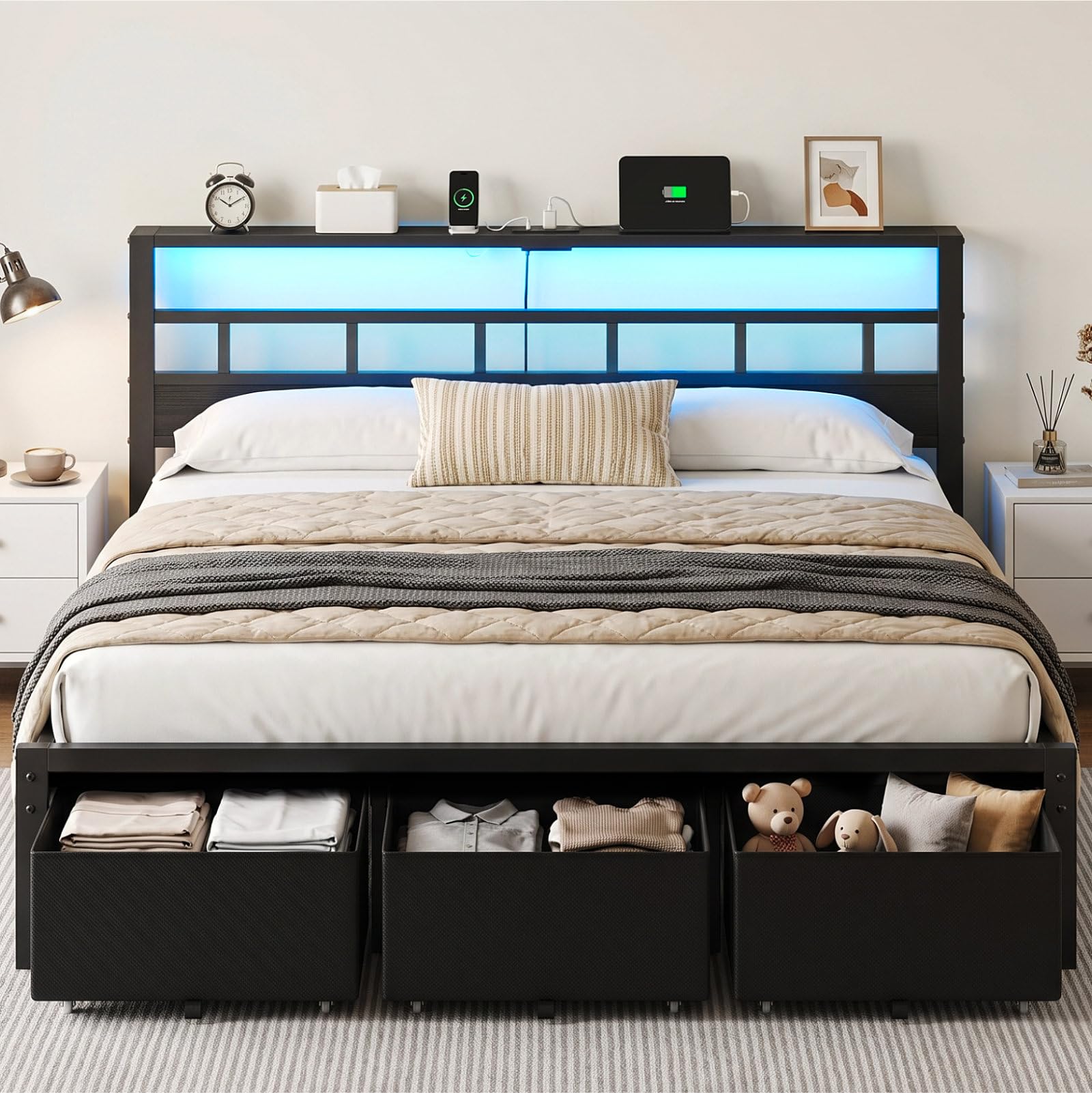 Struttura per letto matrimonia - King Size Bed Frame With Storage Drawers recensione e prezzo